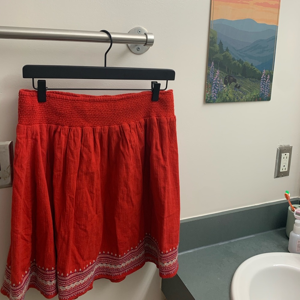 Summer red embroidered skirt!